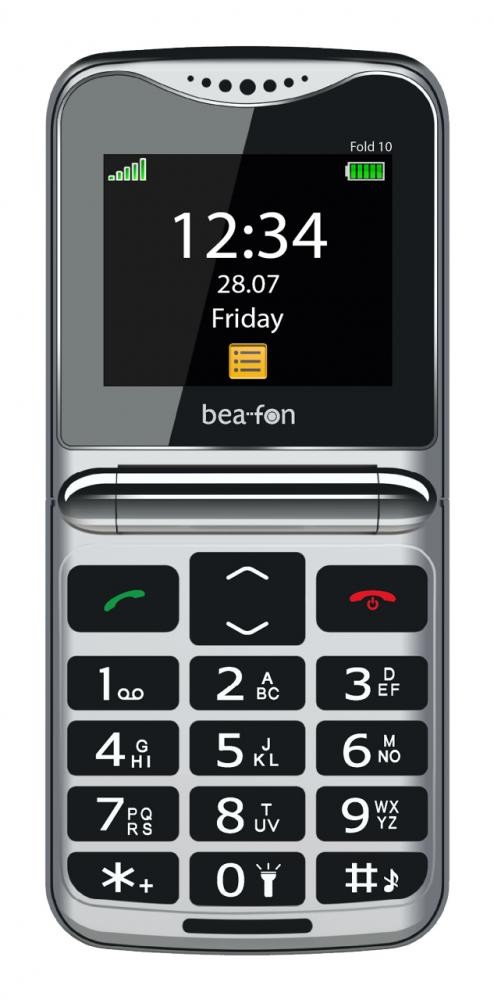 4085646 Beafon Beafon Fold 10 LTE, Silver Line, Großtastenklapphandy, schwarz-si