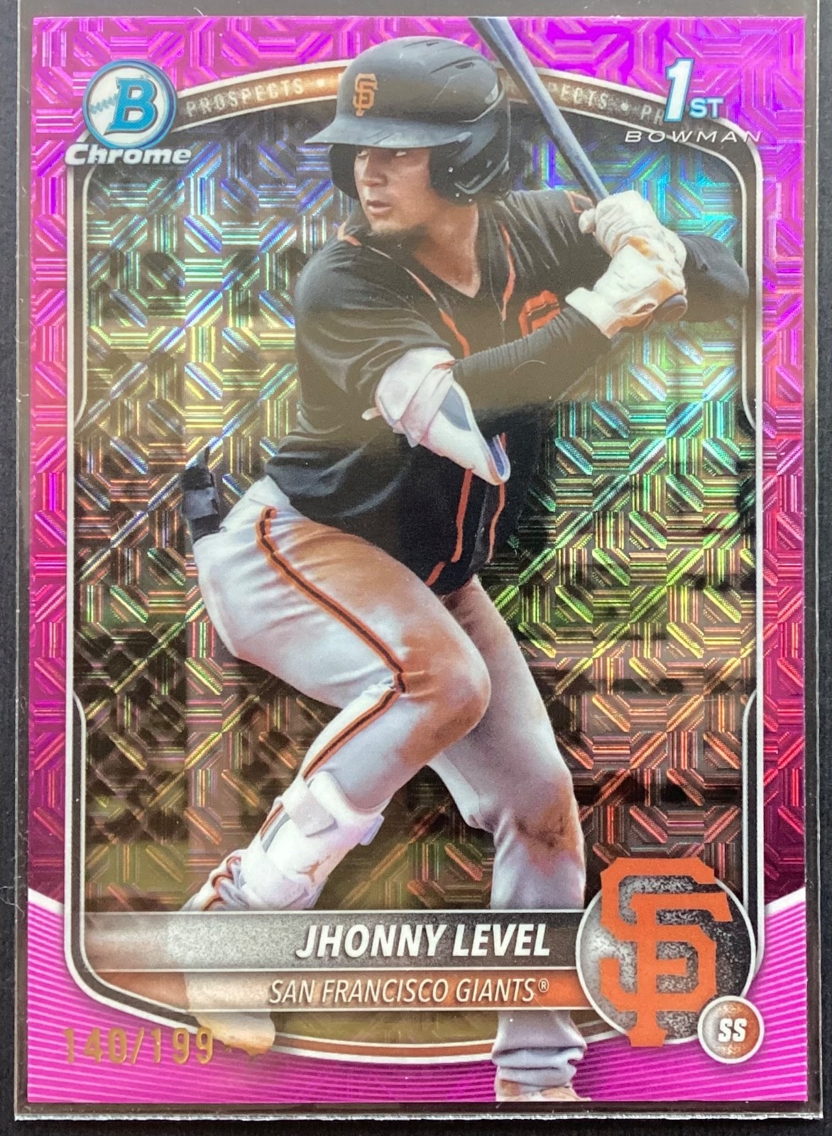 2025 Bowman BCP-147 Jhonny Level Pink Mojo /199 1st Bowman, San Francisco Giants