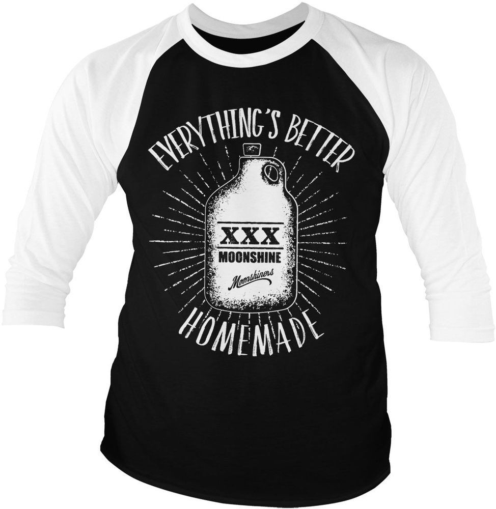 Moonshiners Everythings Better Homemade Baseball 3/4 Sleeve Tee DC-19-MS004-H82-