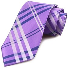 Men's Plaid Striped Tie Floral Patterned Business One Size Lilac Purple