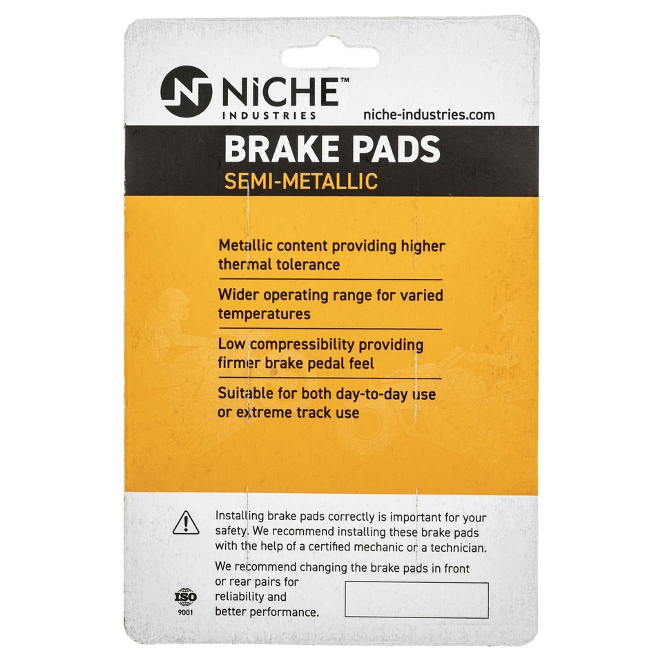 NICHE Brake Pad Set for Honda VFR1200FD 06455-MGE-016 Front Semi-Metallic 4 Pack - Image 3 of 4
