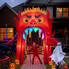 13FT Halloween Inflatable Archway, Red Devil Blow up Yard Decor