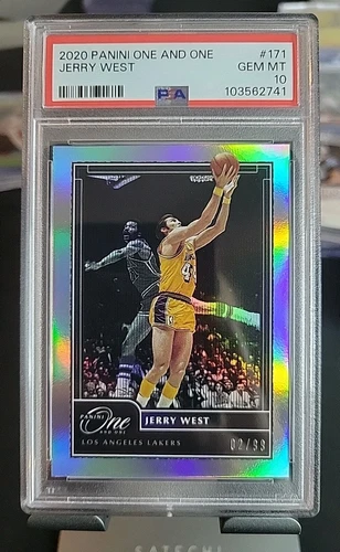 2020-21 Panini One And One Jerry West /99 PSA 10 SP LAKERS HOF NBA LOGOMAN POP 1