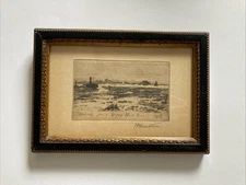 Antique John Postle Heseltine Etching 1905 Pencil Signed + Framed Small 