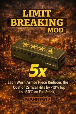 Fallout 76 PS4 / PS5   Limit Breaking Mod Box (5x) Critical Hit Cost Reduction 
