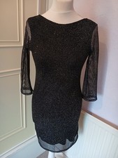 TOP SHOP VTG LADIES BLACK SPARKLY LADIES DRESS SIZE 12 VGC