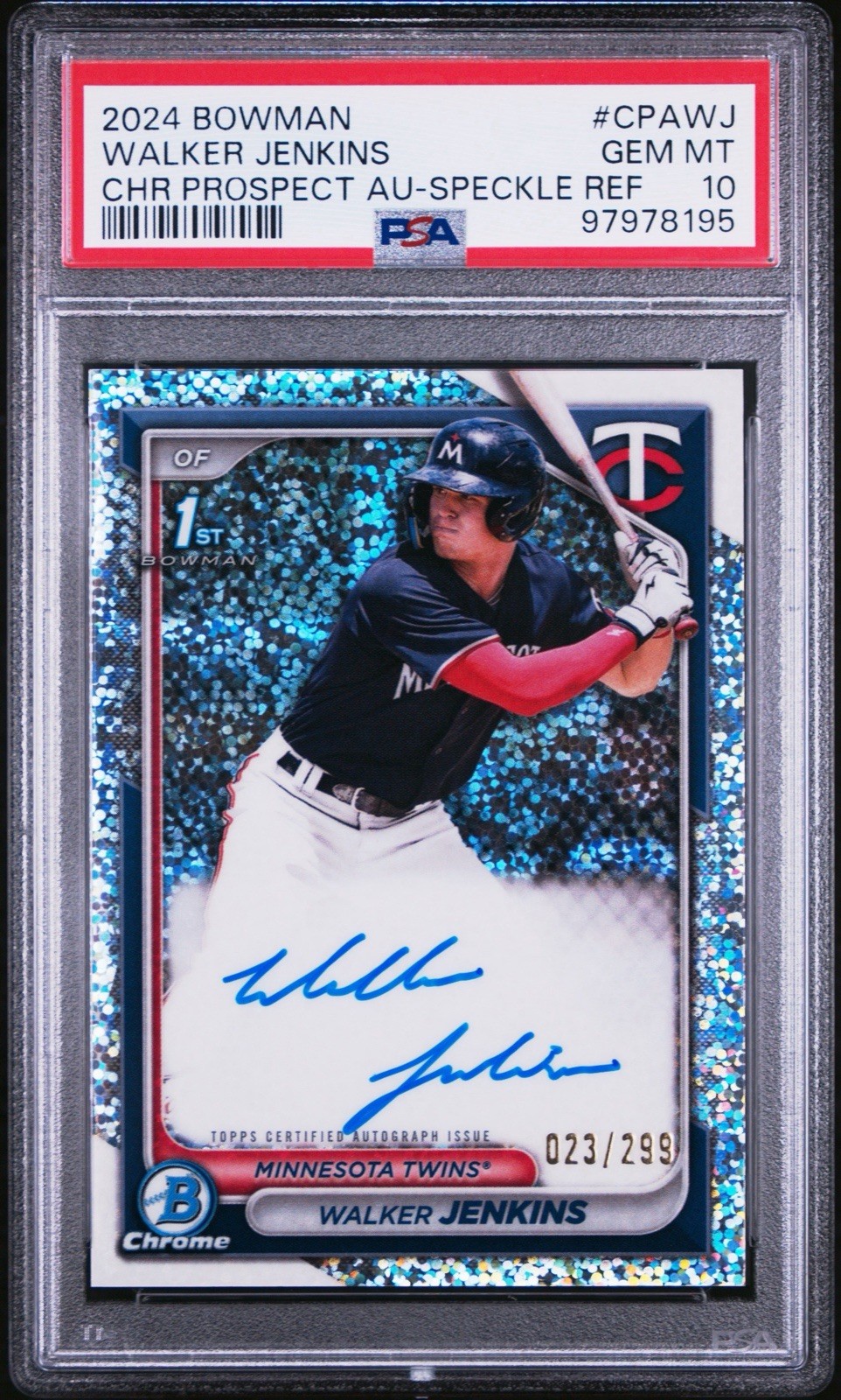 Walker Jenkins 2024 1st Bowman Speckle Auto /299 PSA 10