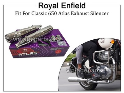 Für Royal Enfield Classic 650 Atlas Red Rooster Auspuffschalldämpfer poliert