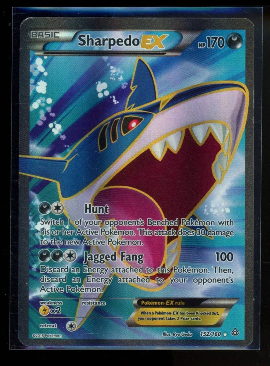 2015 POKEMON XY PRIMAL CLASH #152/160 SHARPEDO EX ULTRA RARE MP