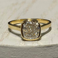 IGI Certified 2CT Lab Grown Cushion Solitaire Diamond Solid 14k Yellow Gold Ring