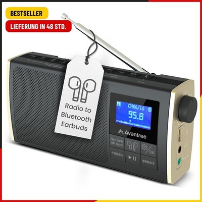Avantree Soundbyte T   Tragbares FM Radio mit Bluetooth Lautsprecher, Bluetooth