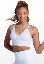 Dance Pre-Owned Costume Crop Top Weissman 17945 Large Adult WHITE Black Stones
