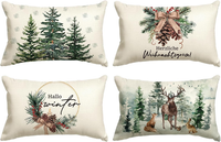 Holly Kiefernzapfen Rentier Baum Weihnachten KissenbezüGe 4Er Set, 30X50 Cm Zier