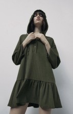 ZARA Olive Green HOODED DRESS Long Sleeve SIZE S ❤️‍🔥Ready To Ship❤️‍🔥