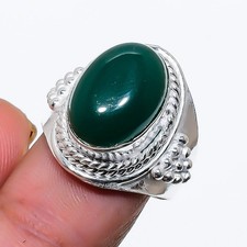 Green Onyx Gemstone 925 Sterling Silver Jewelry All Size Ring For Gift
