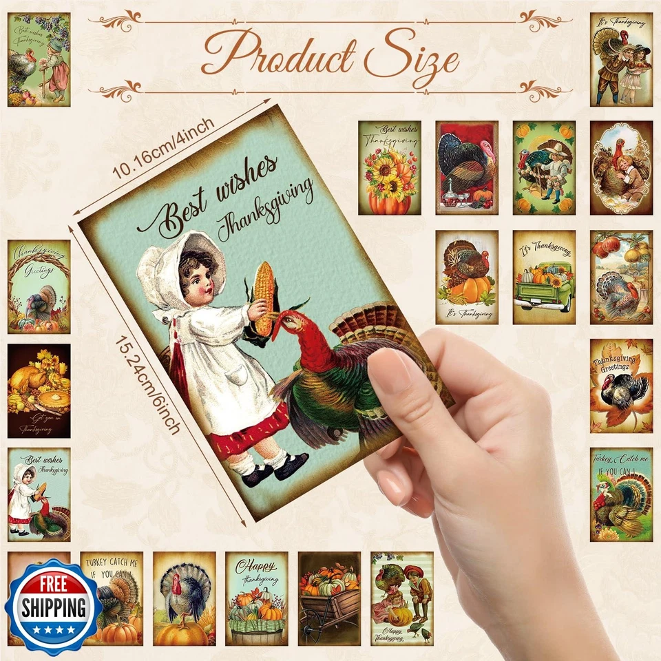Tarjetas de Acción de Gracias Nuanchu de 80 piezas de colección a granel 4 x 6 postales de Acción de Gracias T Foto 2 de 4