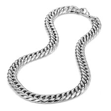 Men's Stainless Steel Chain Necklace Ultra Thick and Wide Silver, 23 inches,...