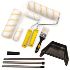 12PCS Paint Roller Kit Wall Ceiling Painting Pole Tool Runner Brush with Tray