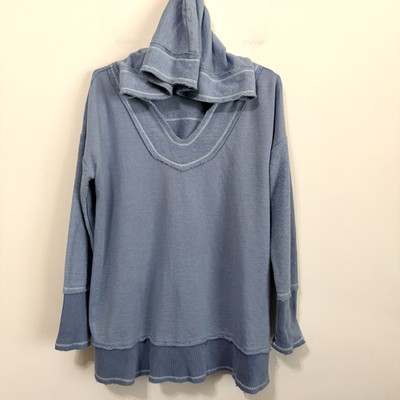 Soft Surroundings Hooded Sweatshirt M Terry Relaxed Fit Blue Pullover Casual