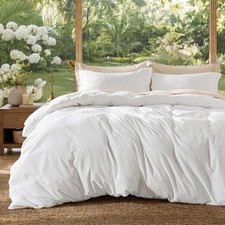 Textured Duvet Cover Queen Size - Cotton-Like Polyester Jacquard Duvet Cover Set