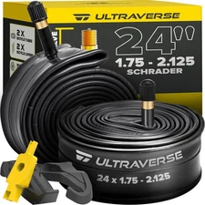 Ultraverse Bike Inner Tube for 24 X 1.75/.95/2.10/.125 inch Bicycle Tire Sizes