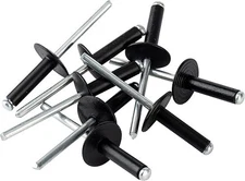 50pcs 3/16" x 1" Large Flange Aluminum Blind Rivets, 4.8 x 25mm Pop Rivets Black