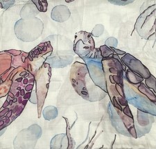 Homegrown Hawaii Muslin Baby Swaddle Blanket HONU Sea Turtle 47x47 Bamboo Cotton
