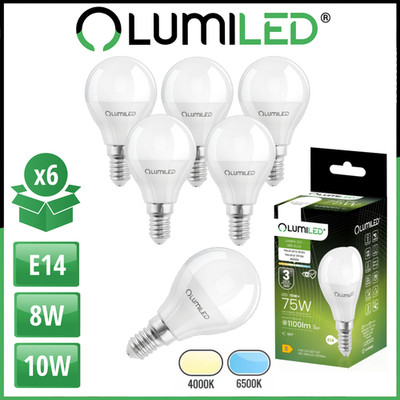 LUMILED 6x LED Leuchtmittel E14 P45 8W 10W Neutralweiß/Kaltweiß 180° 6er