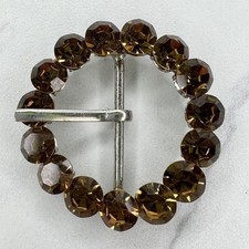 Silver Tone Rhinestone Round Circle Belt Buckle