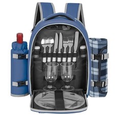 Picnic Backpack for 2 Persons with Insulated Leakproof For 2 Persons Blue