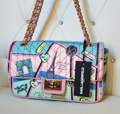 New KARL LAGERFELD Landmarks Shoulder Bag Pink Blush LH1H4283