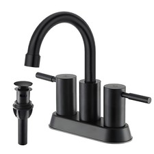 Modern Matte Black Bathroom Faucet, 2 Handle 4 Inch Centerset Sink Faucet, 36...