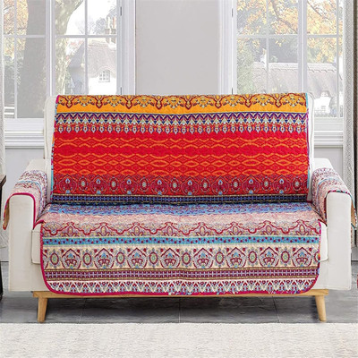Yiran Boho Mandala Couch Cover Colorful Stripe Sofa Cover Slipcover Elastic