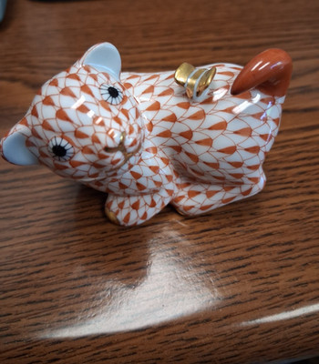 Herend Chinese Zodiac Dog Figurine   2006 Rust Hand-Painted Porcelain Figurine