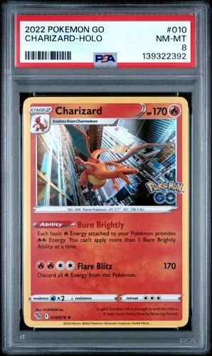 2022 POKEMON GO #010 CHARIZARD-HOLO PSA 8