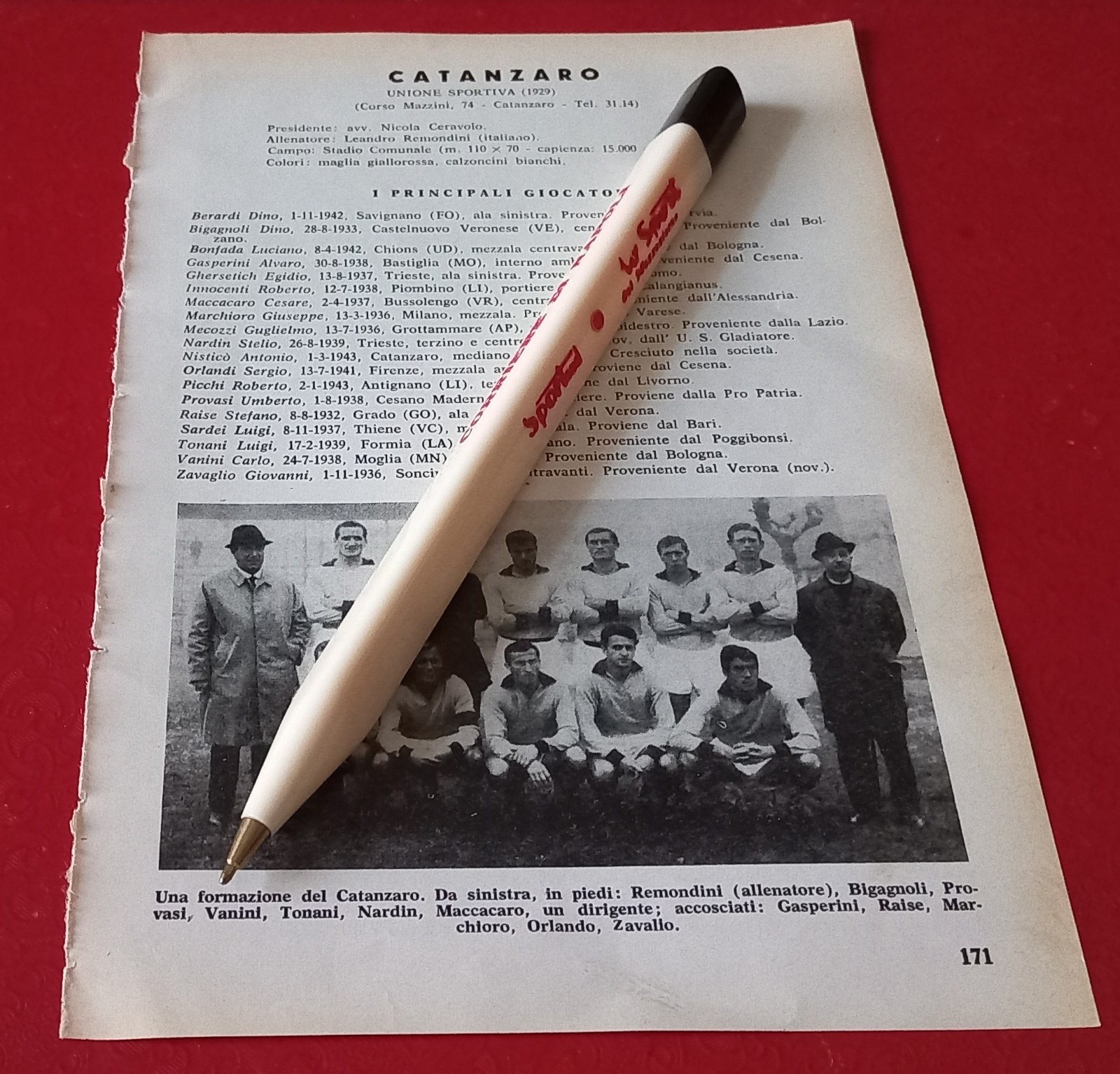 CATANZARO LECCO pagina da ALMANACCO CARCANO 1965 RAISE PROVASI CLERICI PASINATO