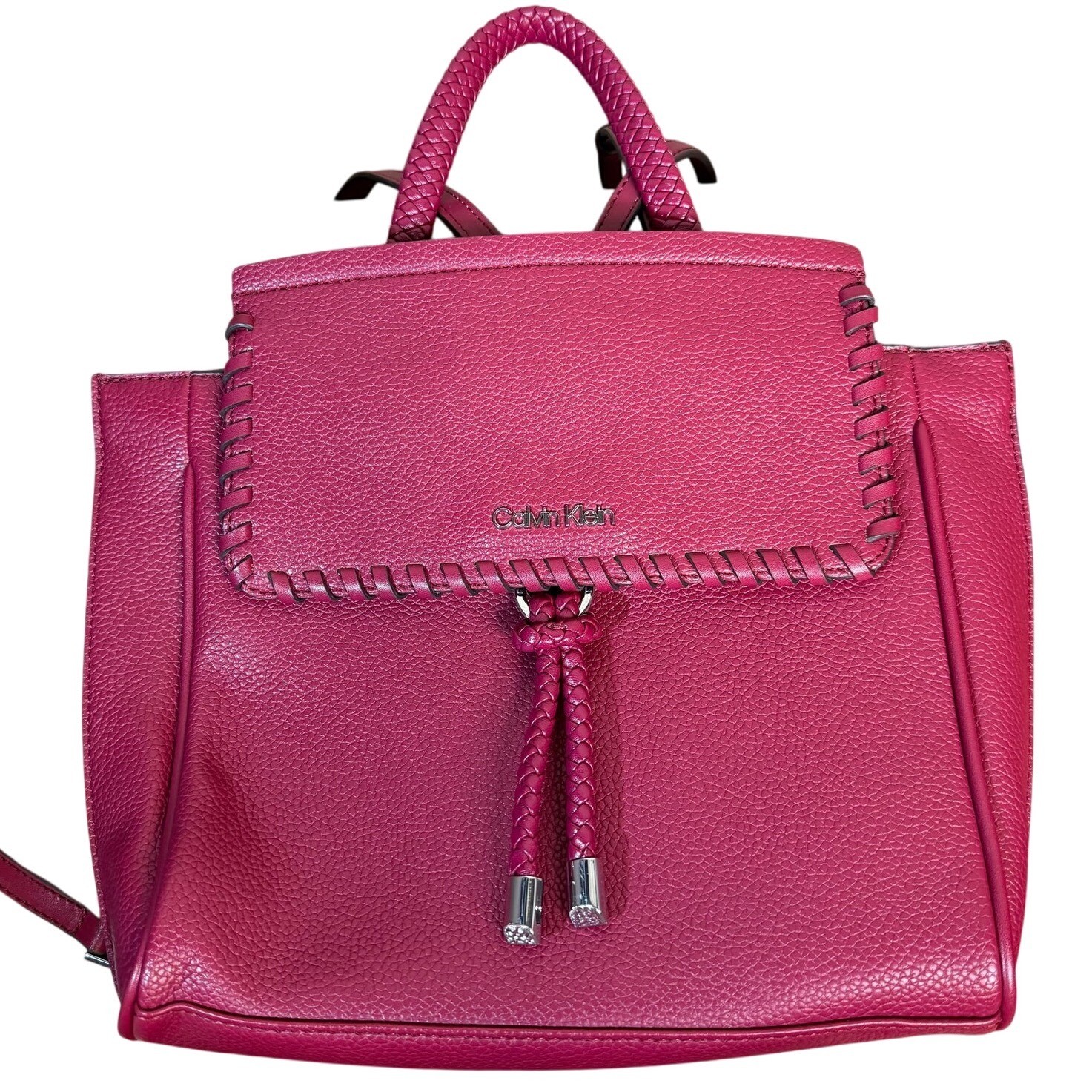 Calvin Klein Magenta berry  Faux Leather Backpack crossbody