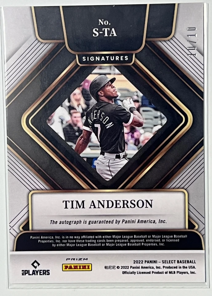 Panini Select Signatures 2022/10 Tim Anderson #S-TA automático raro dorado Foto 2 de 2