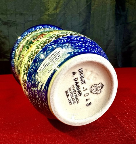 Beautiful Unikat Polish Pottery Mug Design #1943 Painted By A. Damien - Picture 4 of 7