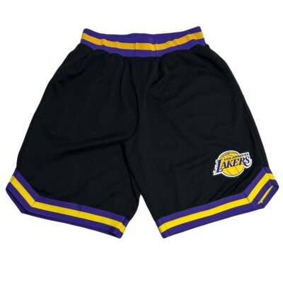 Los Angeles Lakers Black Basketball Shorts Mens Small NBA Purple Gold Trim 