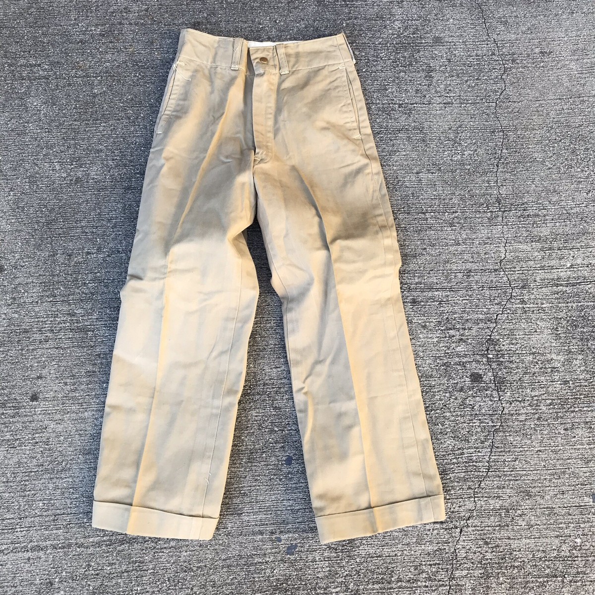 VINTAGE MILITARY KHAKI CHINO PANTS size 22 X 22 1950s | eBay