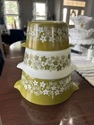 Vintage Pyrex Spring Blossom Nesting Cinderella Handle Casserole Dish Set 3pc