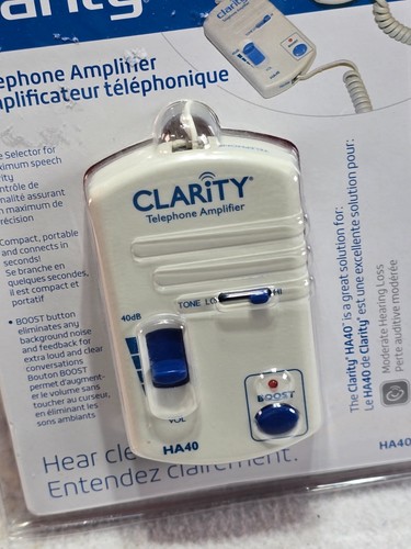 Clarity HA40 Wzmacniacz telefoniczny Słuchawka Przenośny 100 razy głośniejszy | Nowy w pudełku - Zdjęcie 5 z 9