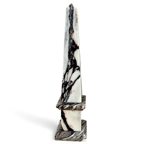 Obelisco Classico Marmo Calacatta Viola Rosso Luana Scultura da Tavolo H 40cm - Photo 2 sur 3