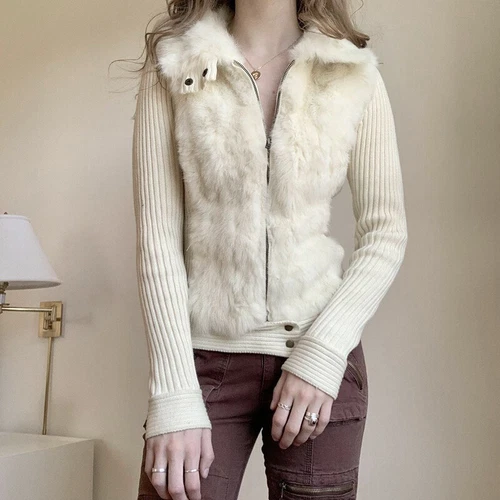 Wolliges Revers Taille Taille Oberteil Schlankmacher Langarm Pullover Patchwork Strickjacke - Bild 8 von 20