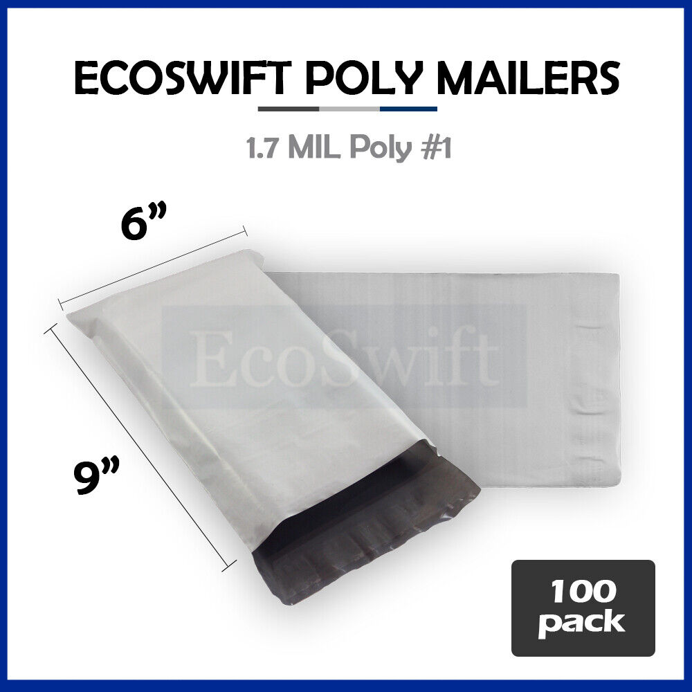 100 Poly Mailers 6 x 9 White Self Sealing Shipping Bags Envelopes Fast Shipping