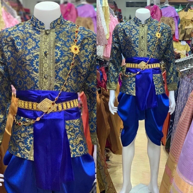 Elegante Traje de Boda Tailandés para Hombres Vintage Stlye Adulto Fiesta Disfraz Festival Elegante Foto 4 de 4