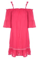 Ex Bon Marche Womens Cerise Crinkle Bardot Dress Elasticated Neck ยฃ20 sizes 22