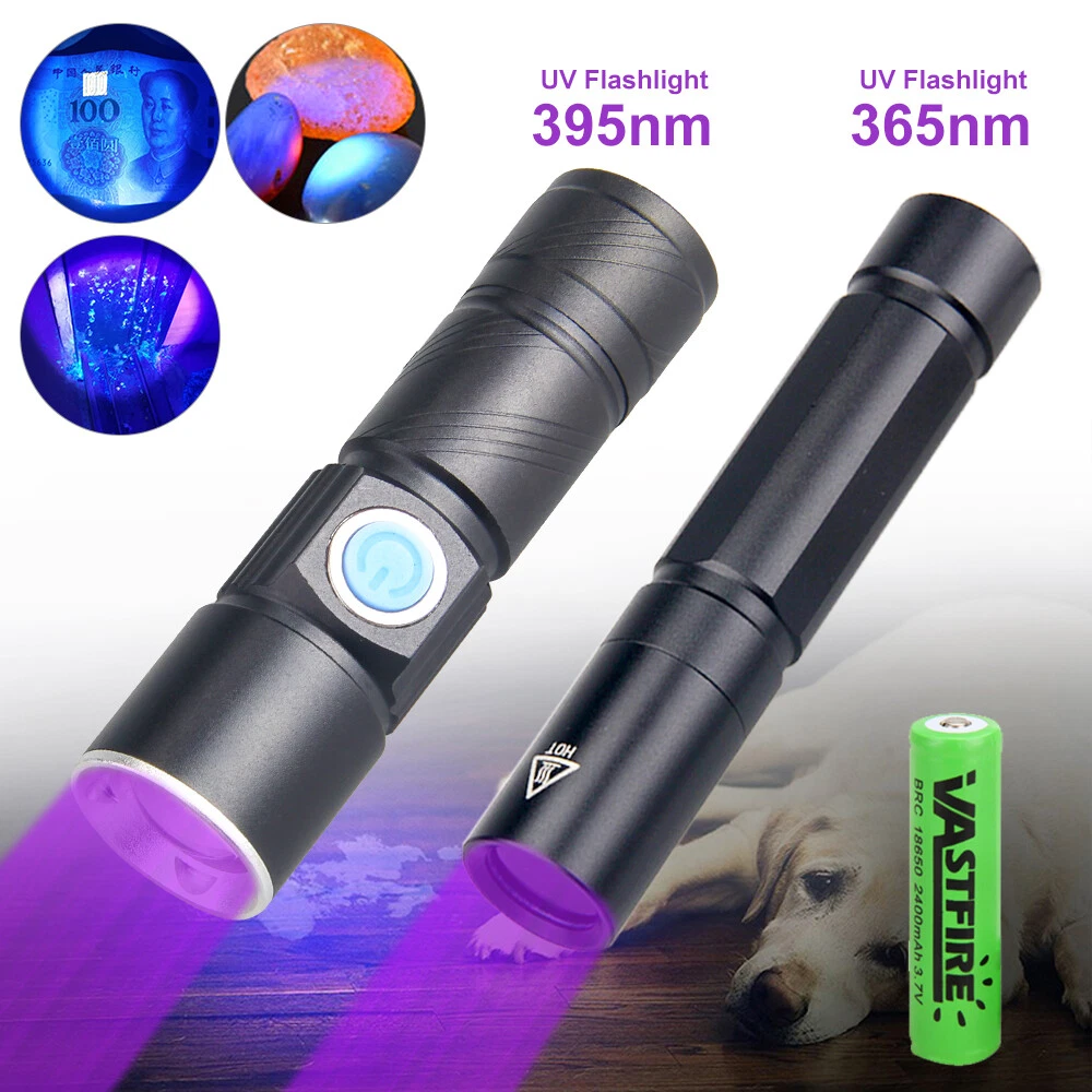USB rechargeable 365 Led UV Flashlight Torch Light Ultra Violet lamp Blacklight
