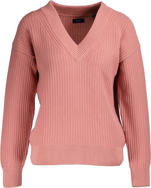 Neu ! Gant Damen Pullover D1. Cotton Rib V-NECK Rosa Gr. S-image